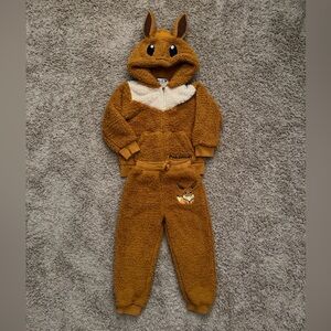 Pokémon Eevee Cute Fluffy Loungewear Set Kids Japan Size 110 US 5T